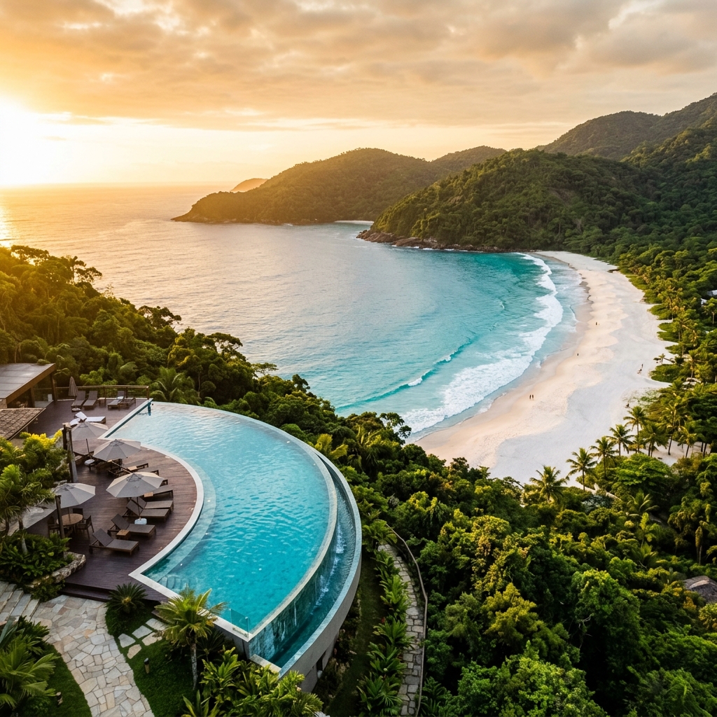 Piscina infinita com vista para o mar